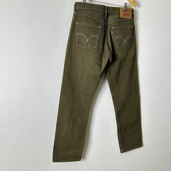 Levi's 501 Green Cotton Button Fly Straight Fit Denim Jeans Men's Size 31x30 - Picture 6 of 13
